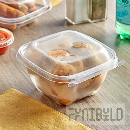 Inline Plastics Safe-T-Chef 24 oz. Tamper-Resistant, Tamper-Evident Square Hinged Container with Dome Lid - 240/Case