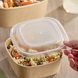 Choice 16 oz. Square Polypropylene Take-Out Lid - 300/Case Choice 16 oz. Square Polypropylene Take-Out Lid - 300/Case