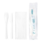 Jungle Bloom White No PFAS Added Compostable CPLA Plastic Cutlery Pack - 250/Case Jungle Bloom White No PFAS Added Compostable CPLA Plastic Cutlery Pack - 250/Case