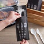 Dinex Black Enjoy Large Paper Cutlery Caddy with Napkin - 325/Case