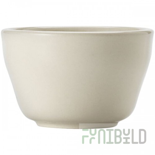 Libbey Porcelana Cream 7 oz. Cream White Rolled Edge Porcelain Bouillon Bowl - Sample