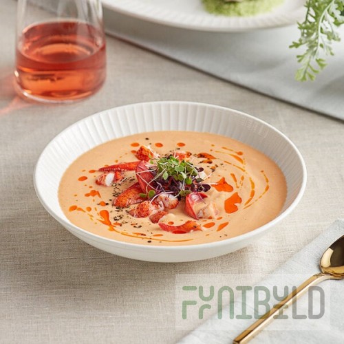 Acopa Cordelia 24 oz. Bright White Embossed Coupe Porcelain Bowl - Sample