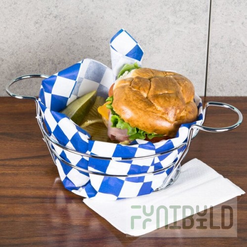 American Metalcraft BSKC08 Chrome Round Wire Basket with Ramekin Holders - 8