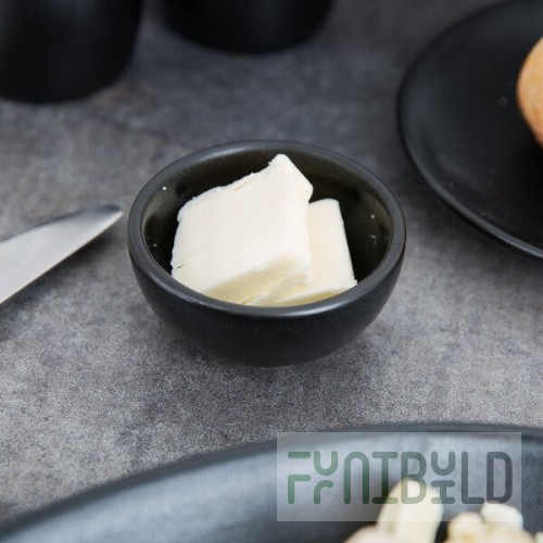 Hall China from Steelite International HL300360AFCA Foundry 2 oz. Black China Round Colonial Ramekin - 72/Case