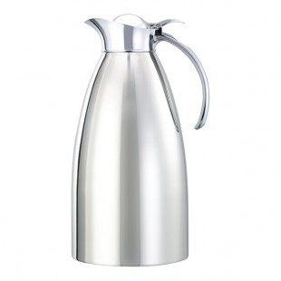 Service Ideas Marquette 67.6 oz. Polished Stainless Steel Insulated Carafe / Server with Flip-Top Lid MAR20PS