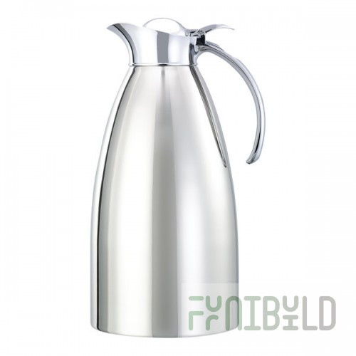 Service Ideas Marquette 67.6 oz. Polished Stainless Steel Insulated Carafe / Server with Flip-Top Lid MAR20PS