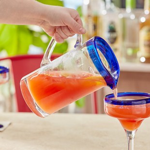 Acopa Tropic 50 oz. Glass Pitcher with Blue Rim Acopa Tropic 50 oz. Glass Pitcher with Blue Rim