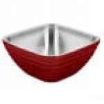 Vollrath 4763415 Double Wall Square Beehive 3.2 Qt. Serving Bowl - Dazzle Red
