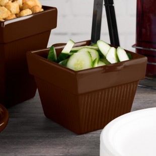 TableCraft CW1460BR 1.5 Qt. Brown Cast Aluminum Square Condiment Bowl TableCraft CW1460BR 1.5 Qt. Brown Cast Aluminum Square Condiment Bowl