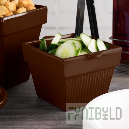 TableCraft CW1460BR 1.5 Qt. Brown Cast Aluminum Square Condiment Bowl