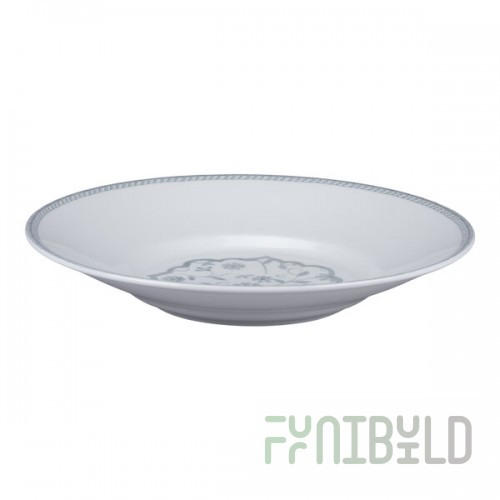 RAK Porcelain Floret 39 oz. Light Gray Round Angled Deep Porcelain Pasta Bowl - 6/Case