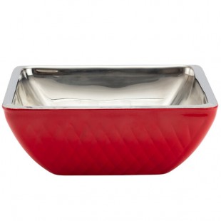 Bon Chef Diamond Collection Cold Wave 4 Qt. Red Triple Wall Square Bowl Bon Chef Diamond Collection Cold Wave 4 Qt. Red Triple Wall Square Bowl