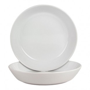 10 Strawberry Street Double Line 36 oz. Round White Stoneware Dinner Bowl - 2/Case