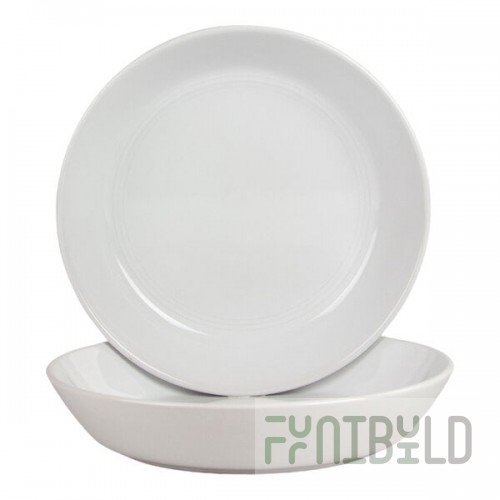 10 Strawberry Street Double Line 36 oz. Round White Stoneware Dinner Bowl - 2/Case