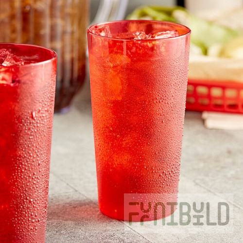 Choice 16 oz. Red Plastic Pebbled Tumbler - 12/Pack