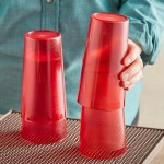 Choice 16 oz. Red Plastic Pebbled Tumbler - 12/Pack