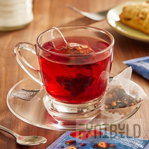 Steep Cafe By Bigelow Organic Wildberry Hibiscus Herbal Tea Pyramid Sachets - 50/Case