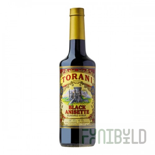 Torani Black Anisette Flavoring Syrup Glass Bottle 750 mL - 12/Case