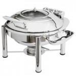Eastern Tabletop 3964PL Crown 4 Qt. Stainless Steel Square Induction / Traditional Chafer with Pillar'd Stand and Hinged Dome Cover Eastern Tabletop 3964PL Crown 4 Qt. Stainless Steel Square Induction / Traditional Chafer with Pillar'd Stand and Hinged Dome Cover