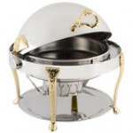 Bon Chef 17000CH Elite Round 8 Qt. Dripless Round Stainless Steel with Chrome Accents Roll Top Chafer with Renaissance Legs Bon Chef 17000CH Elite Round 8 Qt. Dripless Round Stainless Steel with Chrome Accents Roll Top Chafer with Renaissance Legs
