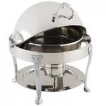 Bon Chef 17000CH Elite Round 8 Qt. Dripless Round Stainless Steel with Chrome Accents Roll Top Chafer with Renaissance Legs Bon Chef 17000CH Elite Round 8 Qt. Dripless Round Stainless Steel with Chrome Accents Roll Top Chafer with Renaissance Legs