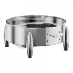 Acopa Manchester 6 Qt. Round Stainless Steel Induction / Traditional Dual Purpose Chafer with Glass Top, Soft Close Lid, and Stand with Fuel Holder