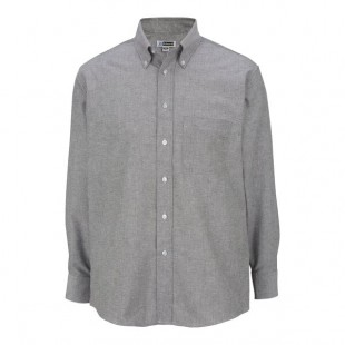 Edwards 1077 Men's Customizable Gray / Black Long Sleeve Wrinkle-Resistant Easy-Care Oxford Dress Shirt with Soil Release - M Edwards 1077 Men's Customizable Gray / Black Long Sleeve Wrinkle-Resistant Easy-Care Oxford Dress Shirt with Soil Release - M