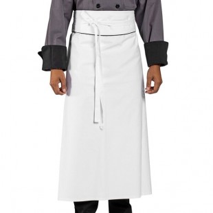 Uncommon Chef 3049C White Customizable 100% Cotton Executive Chef Bistro Apron with Black Piping - 38