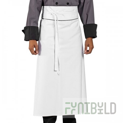 Uncommon Chef 3049C White Customizable 100% Cotton Executive Chef Bistro Apron with Black Piping - 38