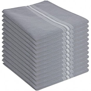 Hospeco Mariposa Reverse Gray 100% Spun Polyester Bistro Striped Cloth Napkins, 18