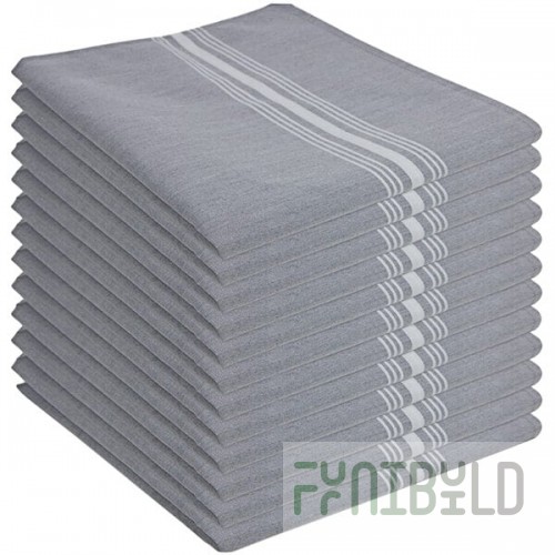 Hospeco Mariposa Reverse Gray 100% Spun Polyester Bistro Striped Cloth Napkins, 18