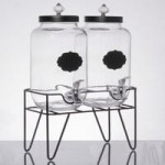 Stylesetter Jaxon 2 Gallon Glass Beverage Dispenser with Galvanized Metal Lid and Base by Jay Companies