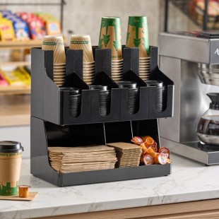 Choice Black 11-Section Countertop Cup, Lid and Napkin Organizer Choice Black 11-Section Countertop Cup, Lid and Napkin Organizer