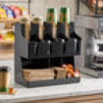 Choice Black 11-Section Countertop Cup, Lid and Napkin Organizer Choice Black 11-Section Countertop Cup, Lid and Napkin Organizer