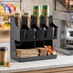 Choice Black 11-Section Countertop Cup, Lid and Napkin Organizer Choice Black 11-Section Countertop Cup, Lid and Napkin Organizer