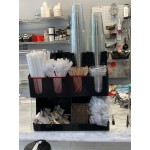 Choice Black 11-Section Countertop Cup, Lid and Napkin Organizer Choice Black 11-Section Countertop Cup, Lid and Napkin Organizer