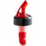 TableCraft 1 oz. Red Spout / Red Tail Measured Liquor Pourer with Collar 2246A - 12/Pack