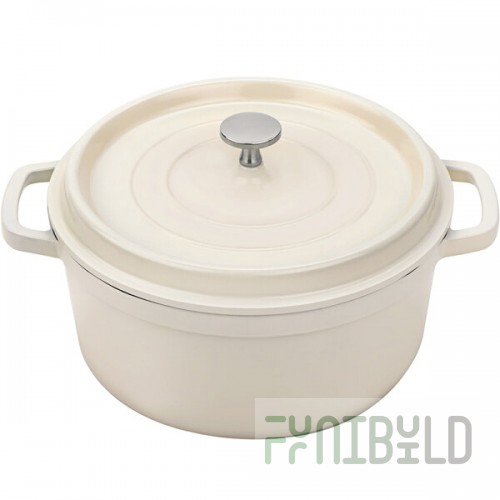GET Heiss 2.5 Qt. White Enamel Coated Cast Aluminum Round Dutch Oven with Lid CA-011-AWH/BK/CC