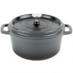 GET Heiss 2.5 Qt. White Enamel Coated Cast Aluminum Round Dutch Oven with Lid CA-011-AWH/BK/CC