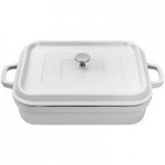 GET Heiss 2.5 Qt. White Enamel Coated Cast Aluminum Round Dutch Oven with Lid CA-011-AWH/BK/CC