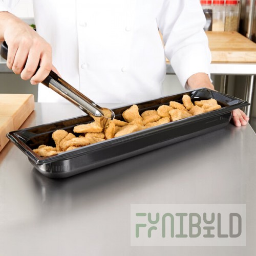 Vollrath 9052420 Super Pan® 1/2 Size Long Black High Heat Plastic Food Pan - 2 1/2