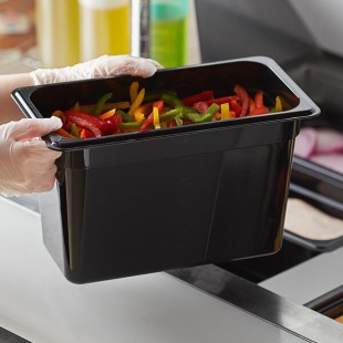 Vigor 1/3 Size Black Polycarbonate Food Pan - 8 Vigor 1/3 Size Black Polycarbonate Food Pan - 8