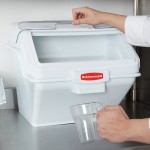 Rubbermaid® FG9G5800WHT ProSave 12.6 Gallon / 200 Cup White Shelf Ingredient Storage Bin with Sliding Lid & Scoop