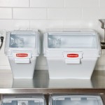 Rubbermaid® FG9G5800WHT ProSave 12.6 Gallon / 200 Cup White Shelf Ingredient Storage Bin with Sliding Lid & Scoop