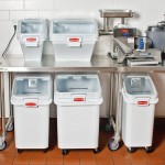 Rubbermaid® FG9G5800WHT ProSave 12.6 Gallon / 200 Cup White Shelf Ingredient Storage Bin with Sliding Lid & Scoop
