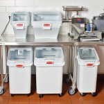 Rubbermaid® FG9G5800WHT ProSave 12.6 Gallon / 200 Cup White Shelf Ingredient Storage Bin with Sliding Lid & Scoop