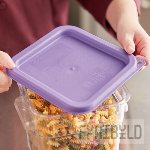 Vigor 6 and 8 Qt. Purple Allergen-Free Square Polypropylene Food Storage Container Lid
