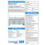 Continental Refrigerator SW72-N-30M 72