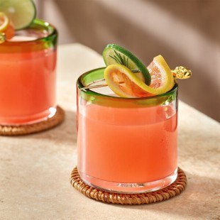 Acopa Tropic 12 oz. Rocks / Old Fashioned Glass with Green Rim - 12/Case Acopa Tropic 12 oz. Rocks / Old Fashioned Glass with Green Rim - 12/Case