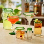 Acopa Tropic 12 oz. Rocks / Old Fashioned Glass with Green Rim - 12/Case